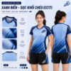 Bộ quần áo cầu lông Chạm Cầu Xanh Biển – Sọc Khói Chéo (CC17)