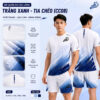 Bộ quần áo cầu lông Chạm Cầu Trắng Xanh – Tia Chéo (CC08)