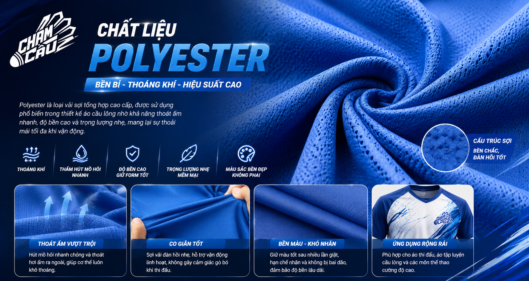 Vải Polyester – Chất Liệu Được Ưa Chuộng Trong Thiết Kế Áo Cầu Lông