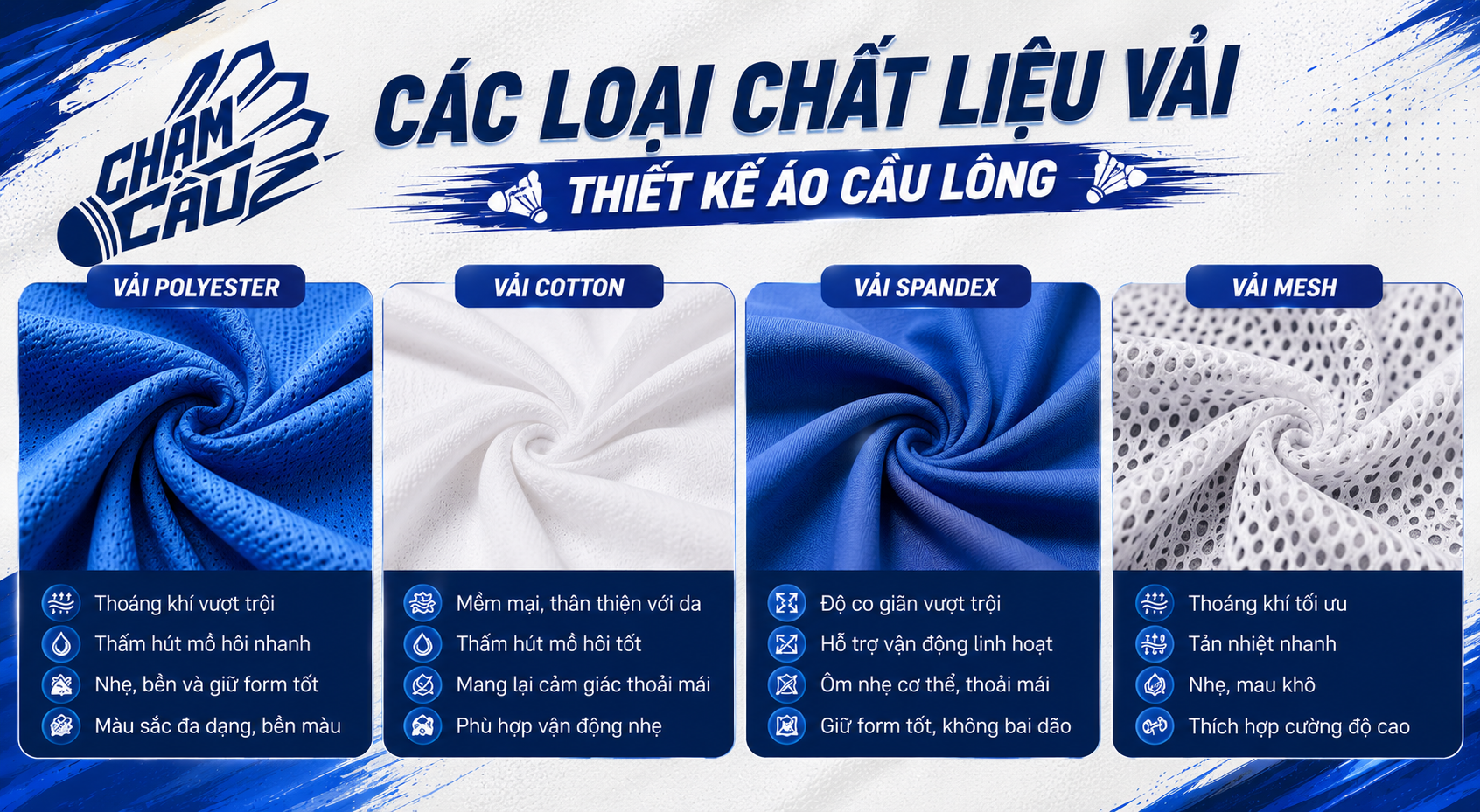 Chất liệu vải thiết kế áo cầu lông