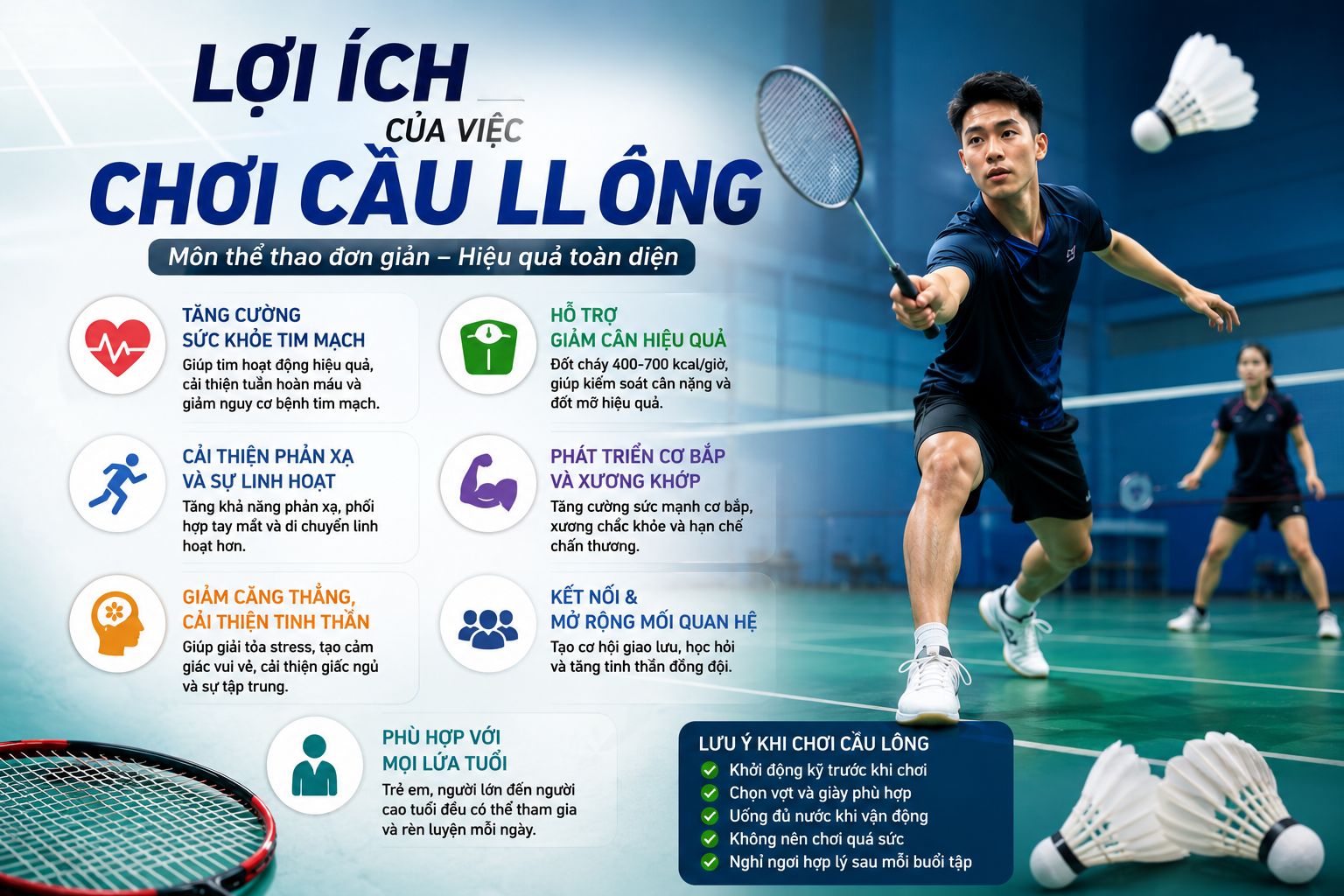 lợi ích của việc chơi cầu lông