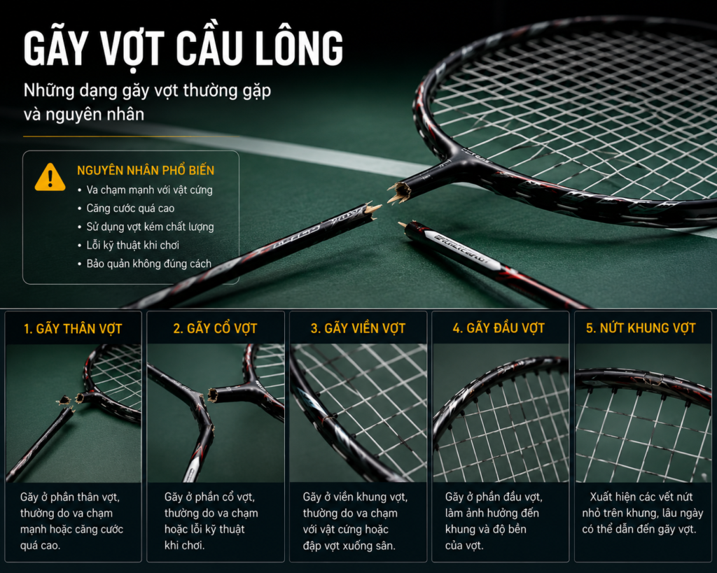 gãy vợt cầu lông