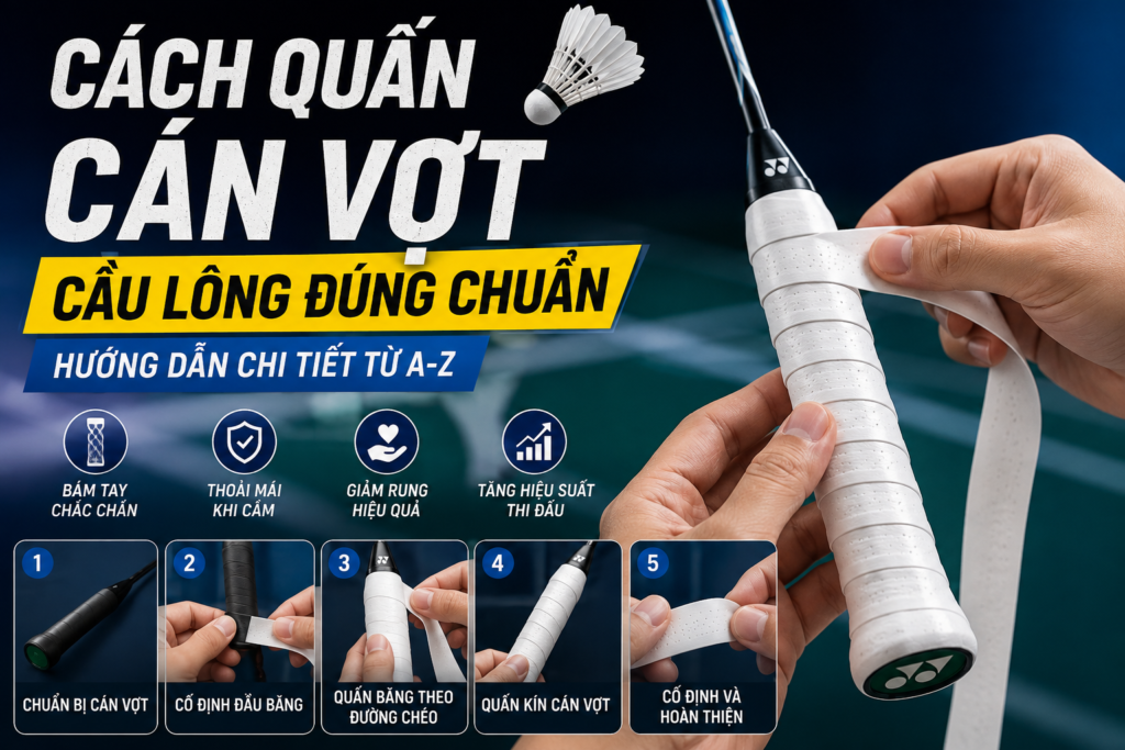 Cách quấn cán vợt cầu lông đúng kỹ thuật