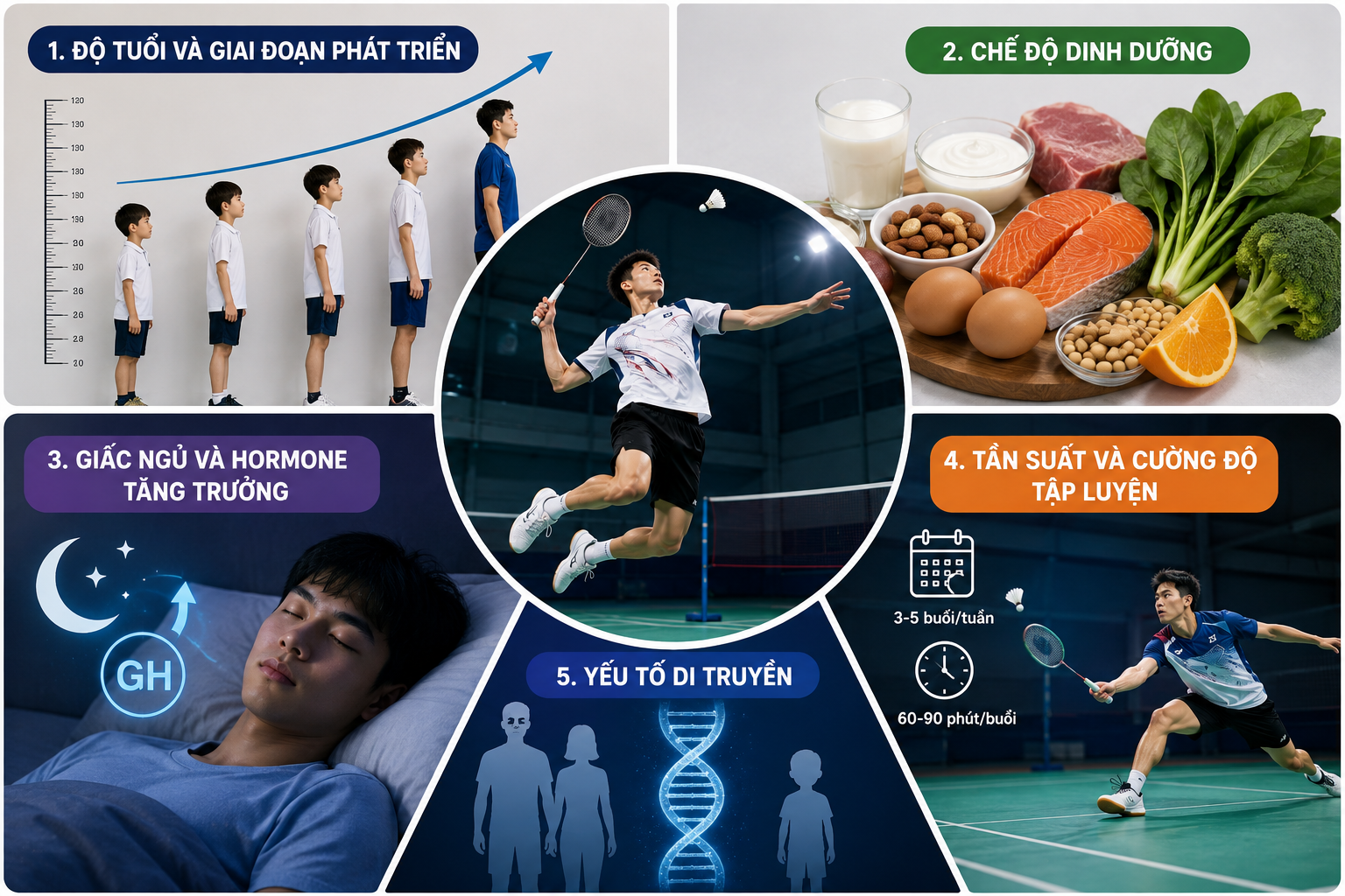 Những yếu tố quyết định khả năng tăng chiều cao khi chơi cầu lông