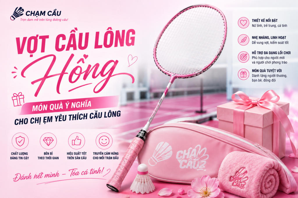 ảnh bìa vợt cầu lông hồng