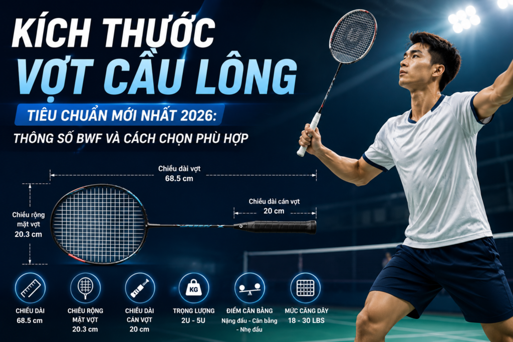 kích thước vợt cầu lông